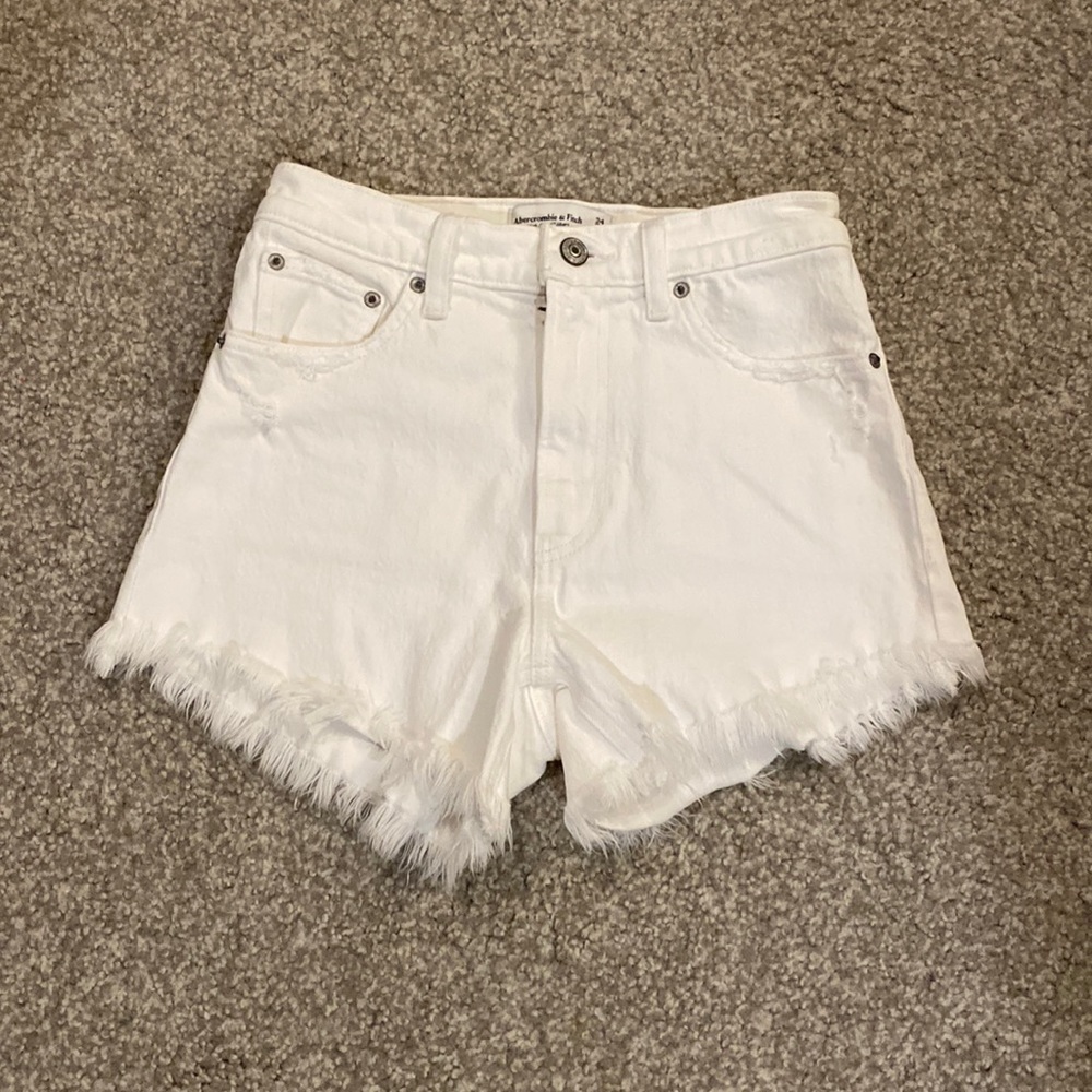 White A&F High Rise 4” Shorts